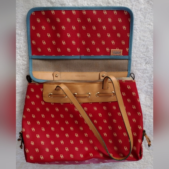 Dooney & Burke Red Signature Coated Canvas with Leather Handles and Trim. - Picture 3 of 15